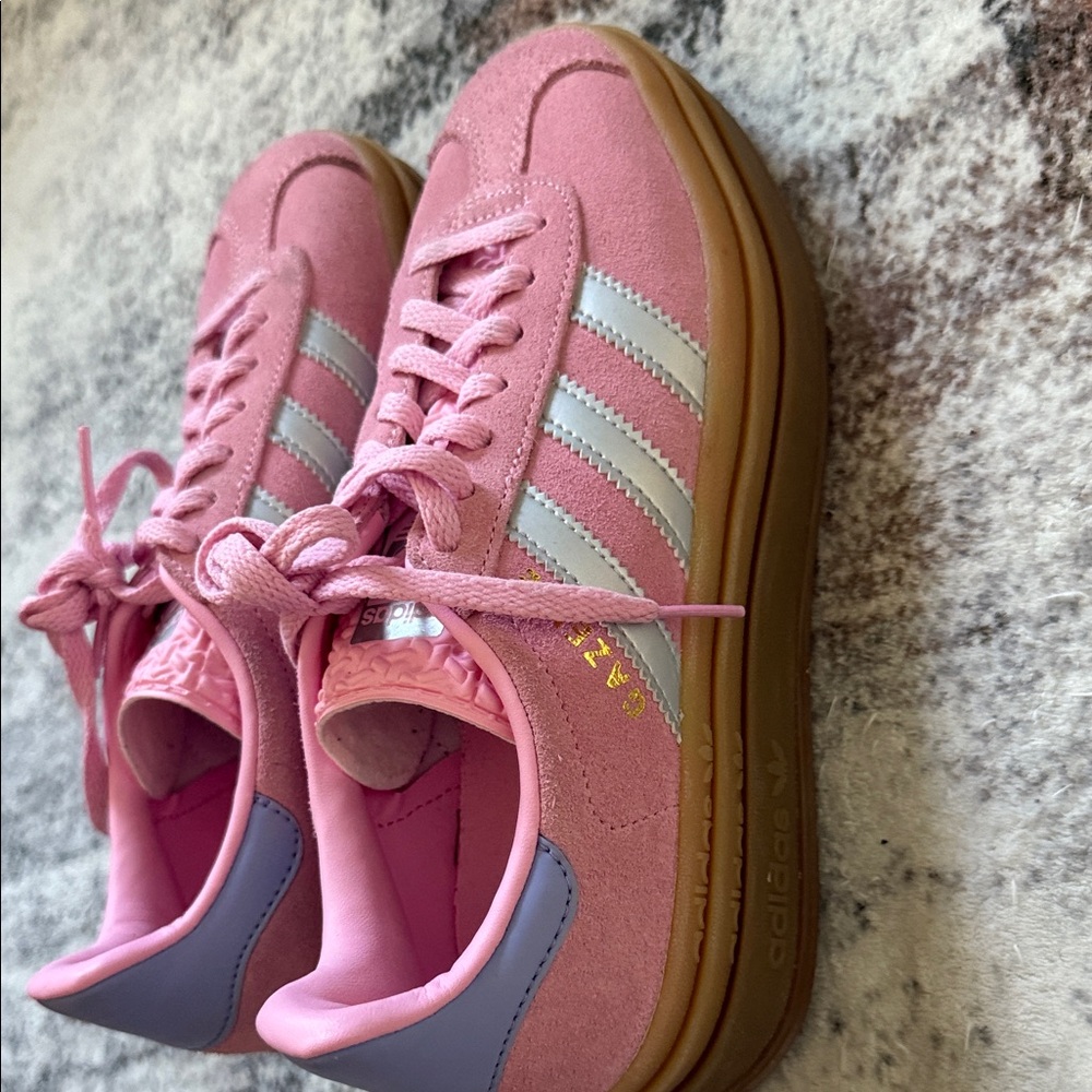 Adidas Women's Pink and Silver Sneakers